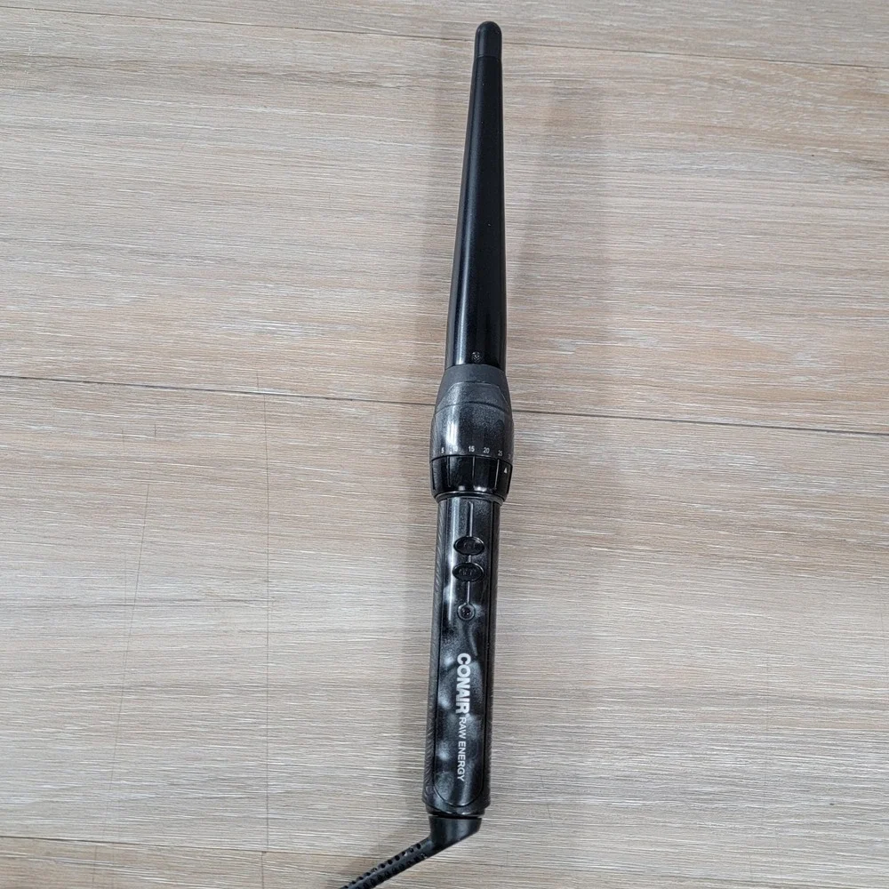 Conair Raw Energy Conical Curling Wand Black Tapered Ceramic CD701HCT